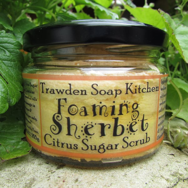 Foaming Sherbet, Citrus Sugar Scrub with Mandarin & Lime Essential oils - small