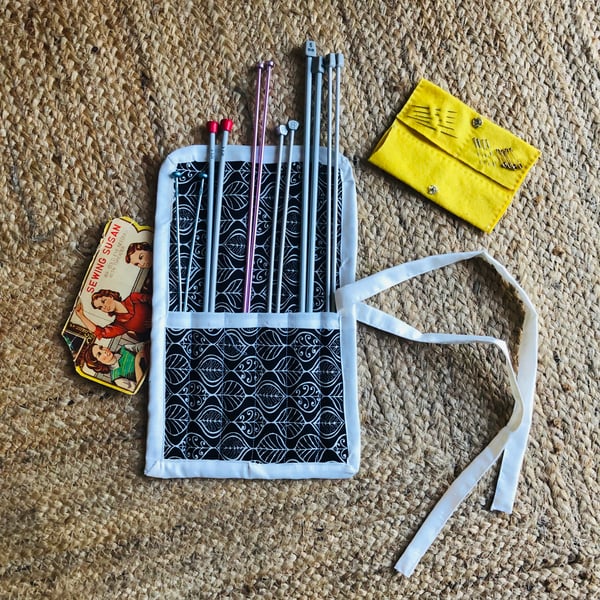 Handcrafted Knitting Needle Case Wrap Roll