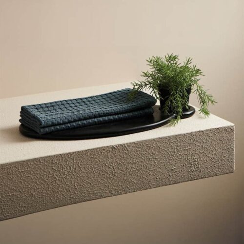 Beehive Bamboo Texture Waffle Hand Towel (Ash) - Set Of Two