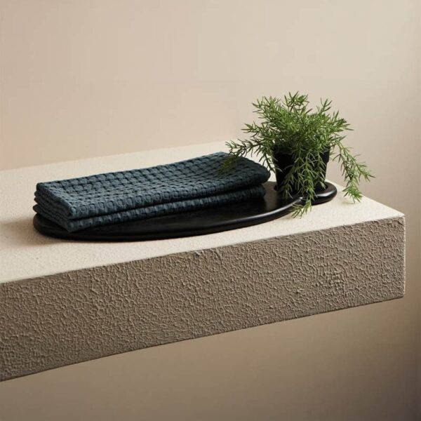 Beehive Bamboo Texture Waffle Hand Towel (Ash) - Set Of Two