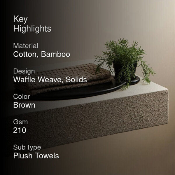 Beehive Bamboo Textured Waffle Hand Towel (Beige) - Set Of Two