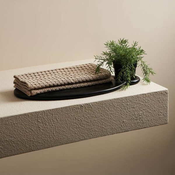 Beehive Bamboo Textured Waffle Hand Towel (Beige) - Set Of Two