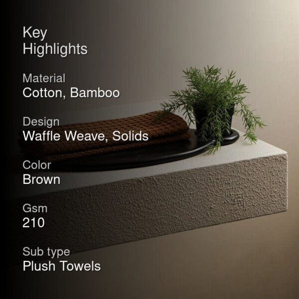Beehive Bamboo Textured Waffle Hand Towel (Brown) - Set Of Two