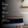 Bodil Bath Towel (Beige & Navy Blue) - Set Of Four