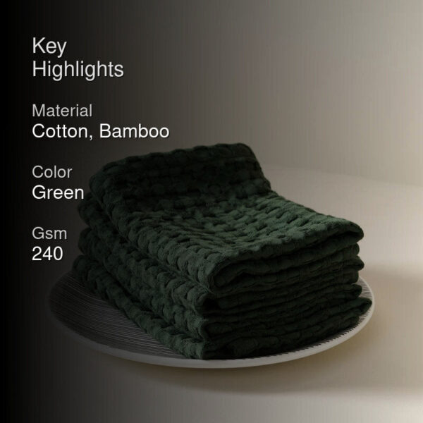 Cloud Soft Waffle Face Towel (Green) - Set Of Four