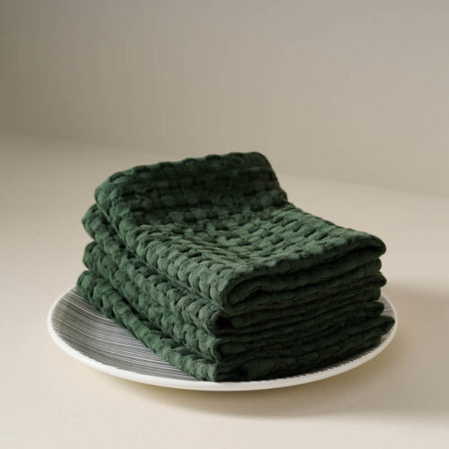 Cloud Soft Waffle Face Towel (Green) - Set Of Four