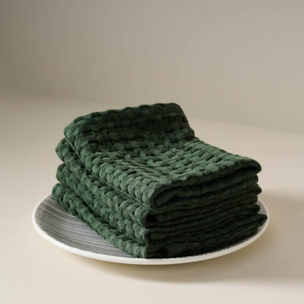 Cloud Soft Waffle Face Towel (Green) - Set Of Four