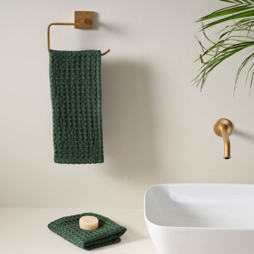 Cloud Soft Waffle Hand Towel (Green) - Set of Two