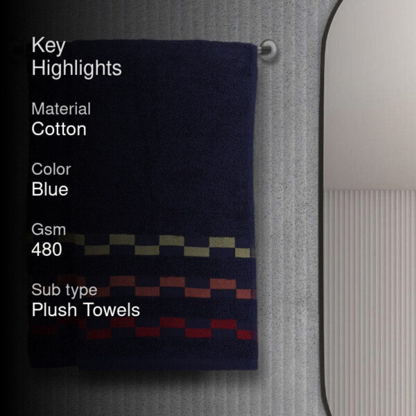 Delpha Hand Towel (Navy Blue) - Set Of Two