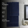 Eva Quick Dry Towel Combo (Dark Blue) - Three Piece Set