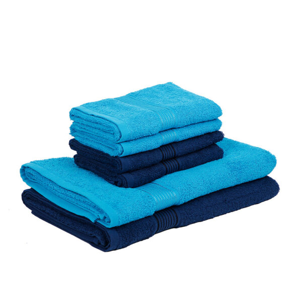 Eva Quick Dry Towel Combo (Light Blue & Dark Blue) - Six Piece Set