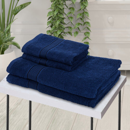 Eva Quick Dry Towel Combo (Navy Blue) - Four Piece Set