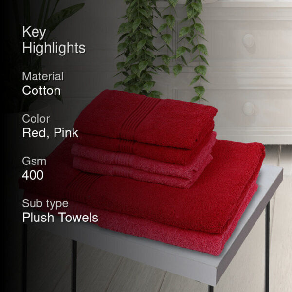 Eva Quick Dry Towel Combo (Red & Pink) - Six Piece Set