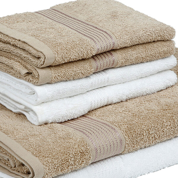 Eva Quick Dry Towel Combo (Taupe & White) - Six Piece Set