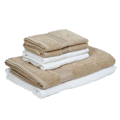 Eva Quick Dry Towel Combo (Taupe & White) - Six Piece Set