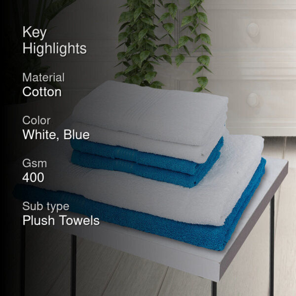 Eva Quick Dry Towel Combo (White & Blue) - Six Piece Set