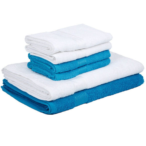 Eva Quick Dry Towel Combo (White & Blue) - Six Piece Set