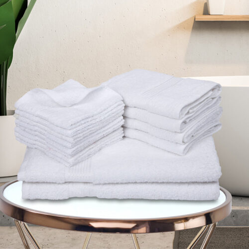 Eva Quick Dry Towel Combo (White) - Fourteen Piece Set