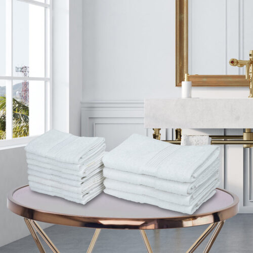 Eva Quick Dry Towel Combo (White) -Twelve Piece Set