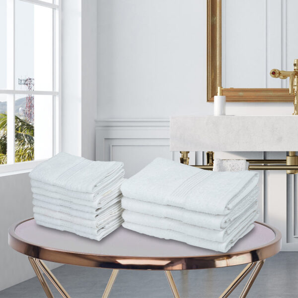 Eva Quick Dry Towel Combo (White) -Twelve Piece Set