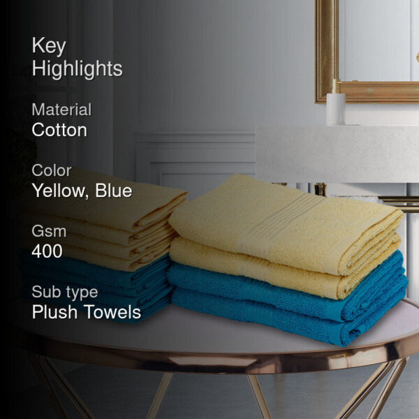 Eva Quick Dry Towel Combo (Yellow & Blue) -Twelve Piece Set