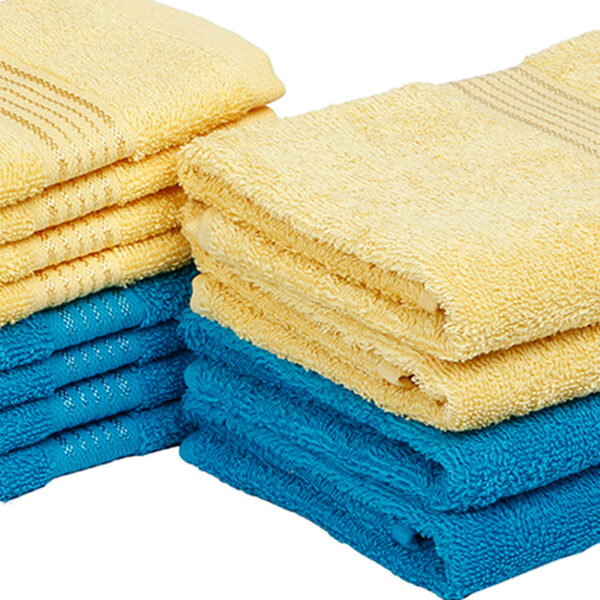 Eva Quick Dry Towel Combo (Yellow & Blue) -Twelve Piece Set