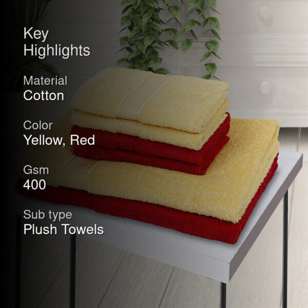 Eva Quick Dry Towel Combo (Yellow & Red) - Six Piece Set