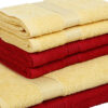 Eva Quick Dry Towel Combo (Yellow & Red) - Six Piece Set