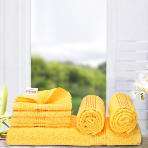 Eva Quick Dry Towel Combo (Yellow) - Seven Piece Set