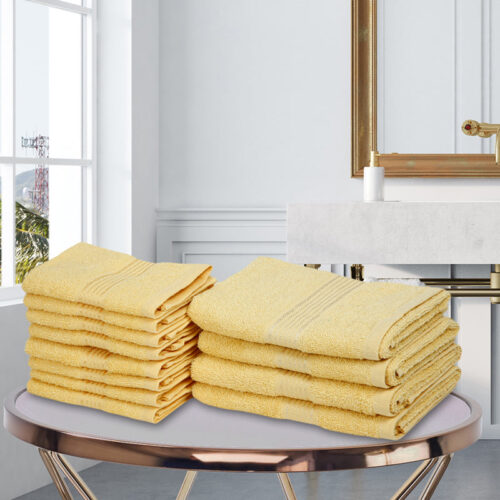 Eva Quick Dry Towel Combo (Yellow) -Twelve Piece Set
