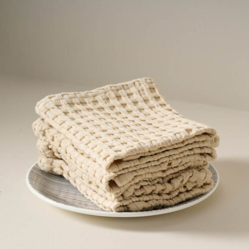 Fluffy Waffle Face Towel (Beige) - Set of Four