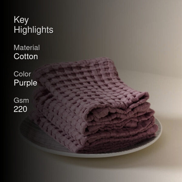Fluffy Waffle Face Towel (Purple) - Set of Four
