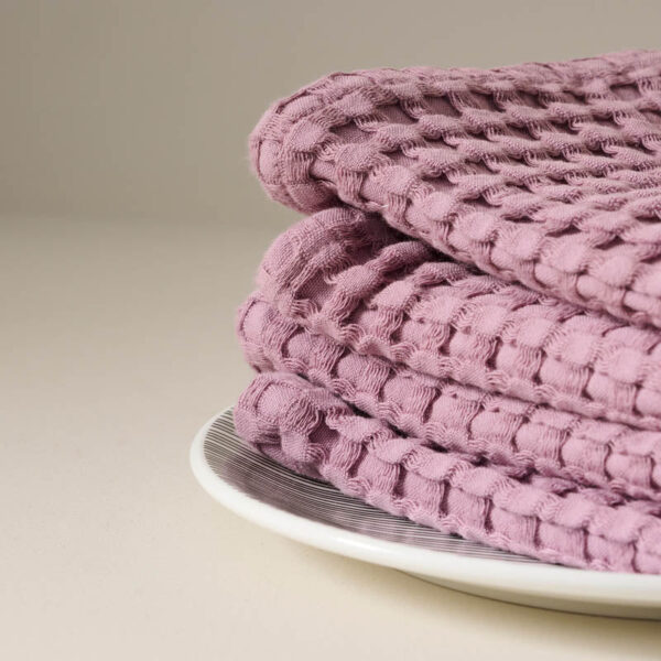 Fluffy Waffle Face Towel (Purple) - Set of Four