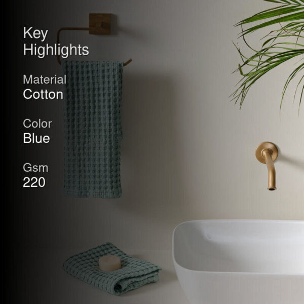 Fluffy Waffle Hand Towel (Blue) - Set Of Two