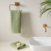 Fluffy Waffle Hand Towel (Green) - Set Of Two
