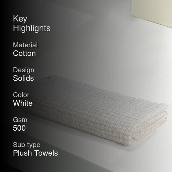 Madras Terry Cotton Bath Towel - White