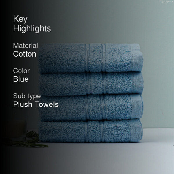 Micro Cotton LuxeDry Soothe Face Towel (Blue) - Set Of Four