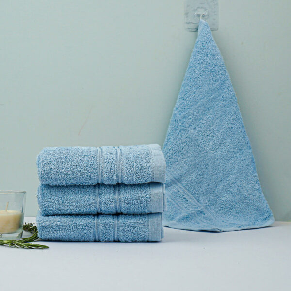 Micro Cotton LuxeDry Soothe Face Towel (Blue) - Set Of Four