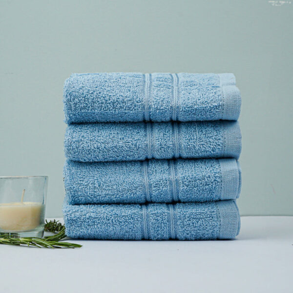 Micro Cotton LuxeDry Soothe Face Towel (Blue) - Set Of Four