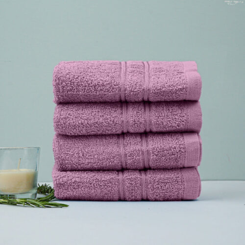Micro Cotton LuxeDry Soothe Face Towel (Purple) - Set Of Four
