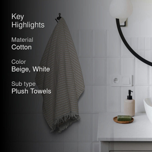 Micro Cotton LuxeDry Striped Comfort Bath Towel - Beige & White