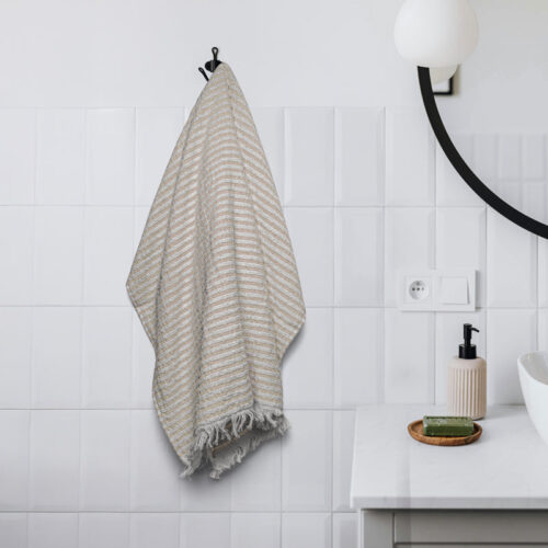 Micro Cotton LuxeDry Striped Comfort Bath Towel - Beige & White