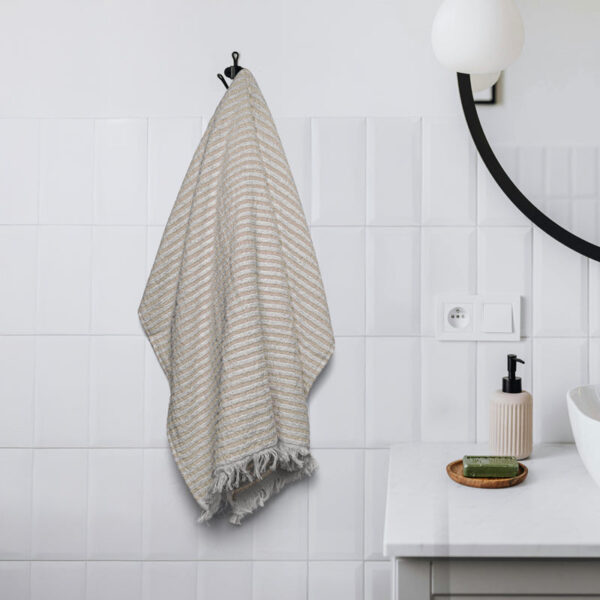 Micro Cotton LuxeDry Striped Comfort Bath Towel - Beige & White