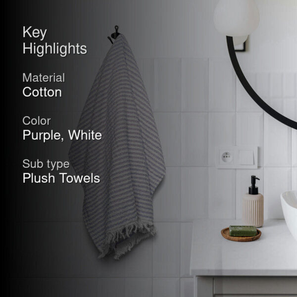 Micro Cotton LuxeDry Striped Comfort Bath Towel - Purple & White