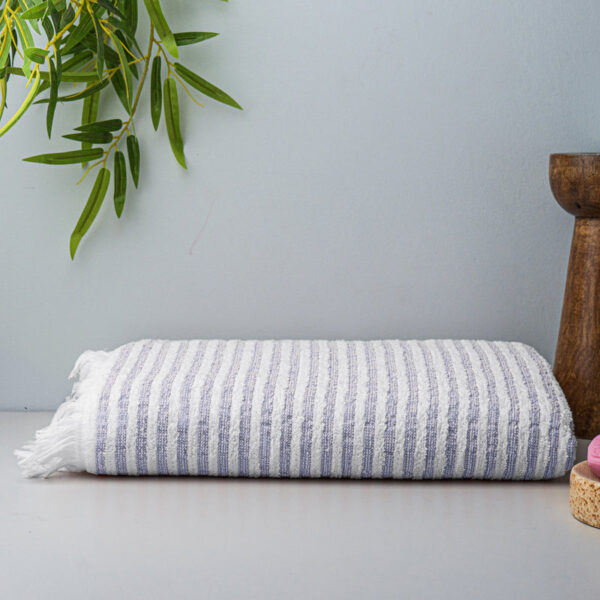 Micro Cotton LuxeDry Striped Comfort Bath Towel - Purple & White