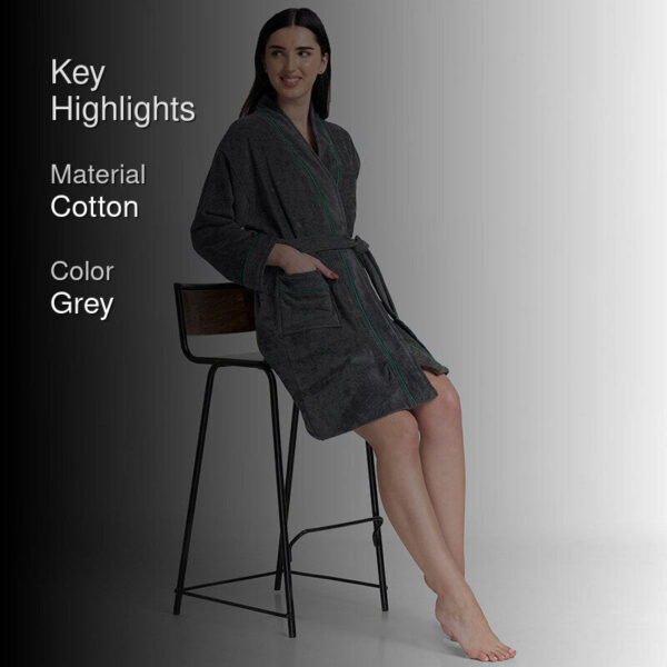 Nautica Cashmere Dreams Cotton Bath Robe - Dark Grey