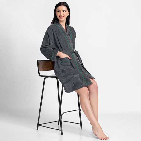 Nautica Cashmere Dreams Cotton Bath Robe - Dark Grey