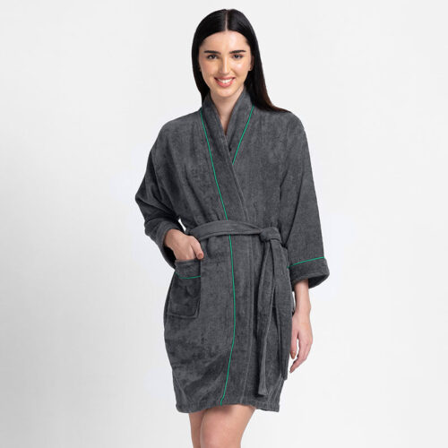 Nautica Cashmere Dreams Cotton Bath Robe - Dark Grey