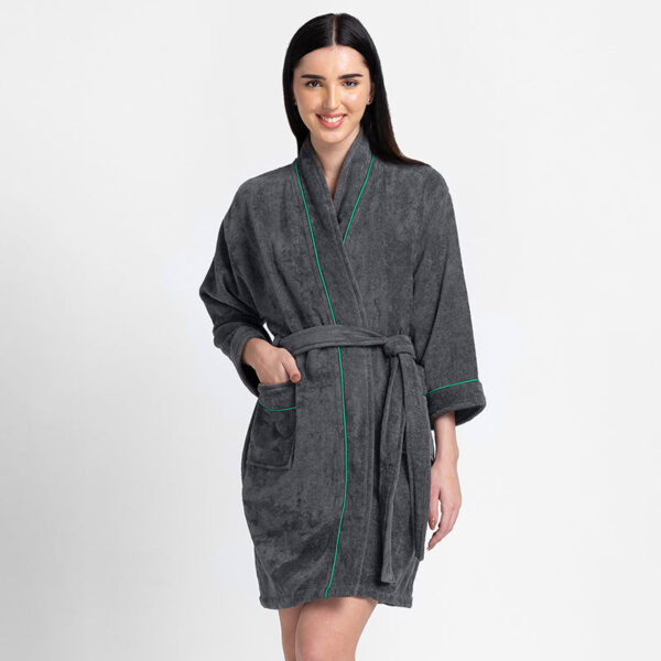 Nautica Cashmere Dreams Cotton Bath Robe - Dark Grey