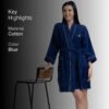 Nautica Cashmere Dreams Cotton Bath Robe - Navy Blue